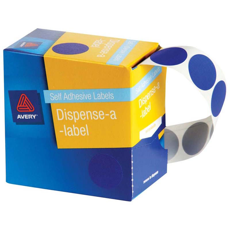 Avery Label Dispenser Dmc24b Blue Round 24mm 500 Pack