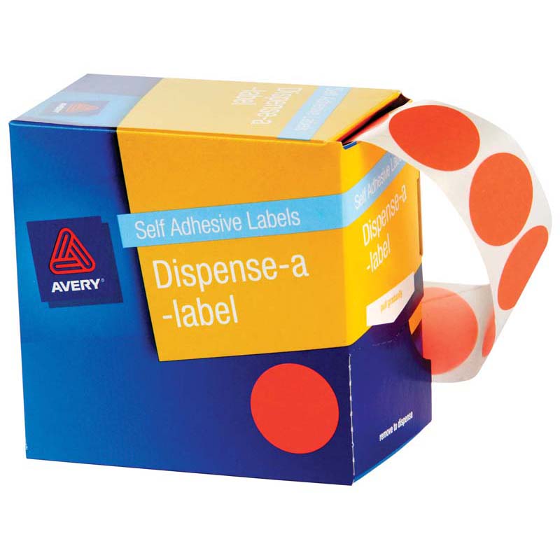 Avery Label Dispenser Dmc24o Orange Round 24mm 500 Pack