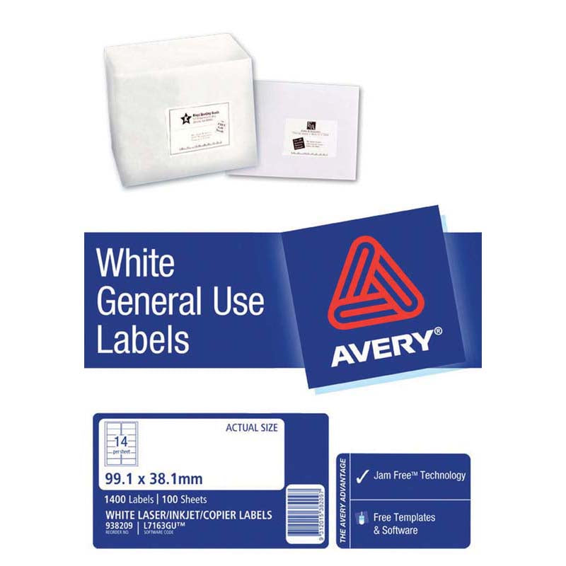 Avery Label L7163 General Use A4 14/Sheet 100 Sheets