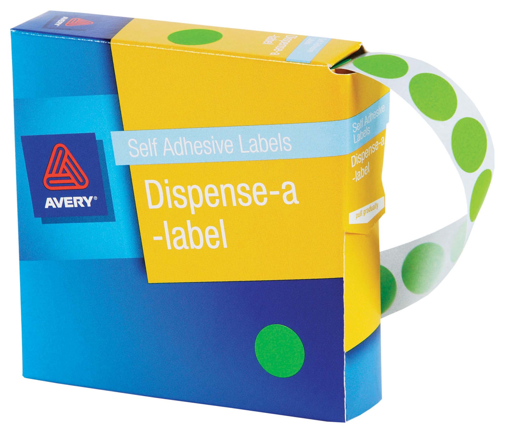 Avery Label Dispenser Dmc24fg Green Fluoro Round 24mm 350 Pack 937297