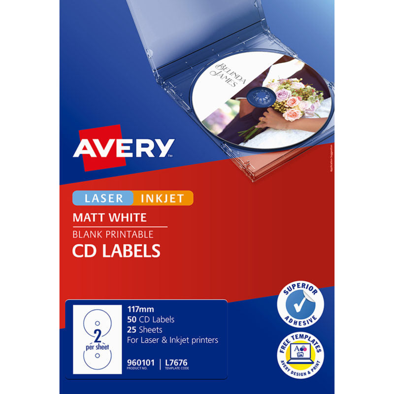 Avery Label L7676-25 Cd-R/Dvd 25 Sheets Avery # 960101 (BUY MORE AND SAVE!)