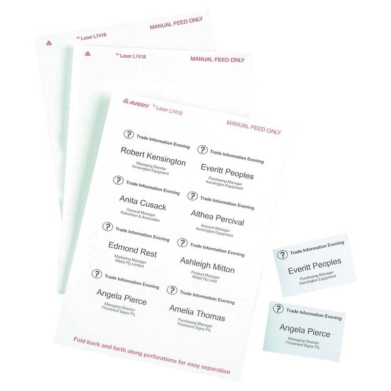 Avery Label L7418-25 Name Badge 86.5x55.5mm 25 Sheets