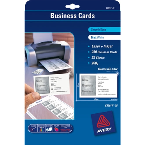 Avery Business Cards C32011-25 Inkjet Laser 10up 25 Sheets
