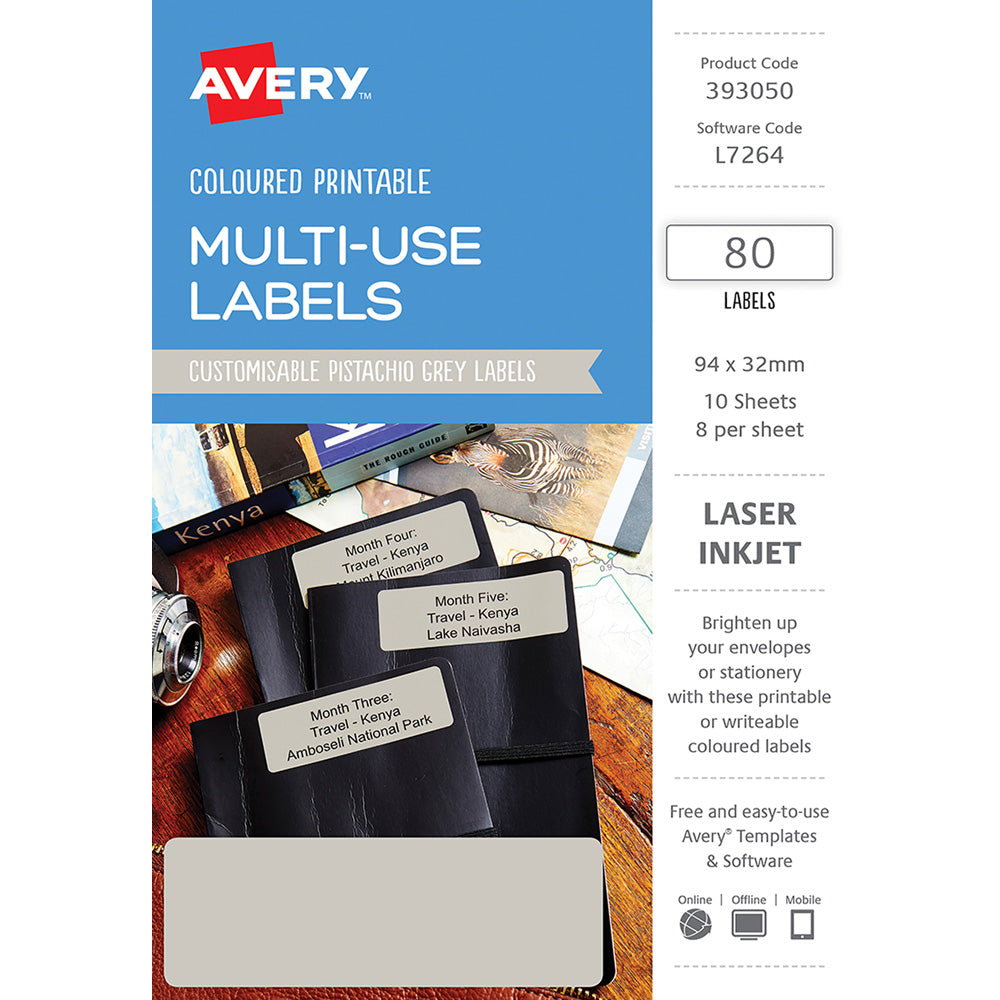 Avery Labels L7264 Pistachio 32x94 A5 8up 10 Sheets 39305
