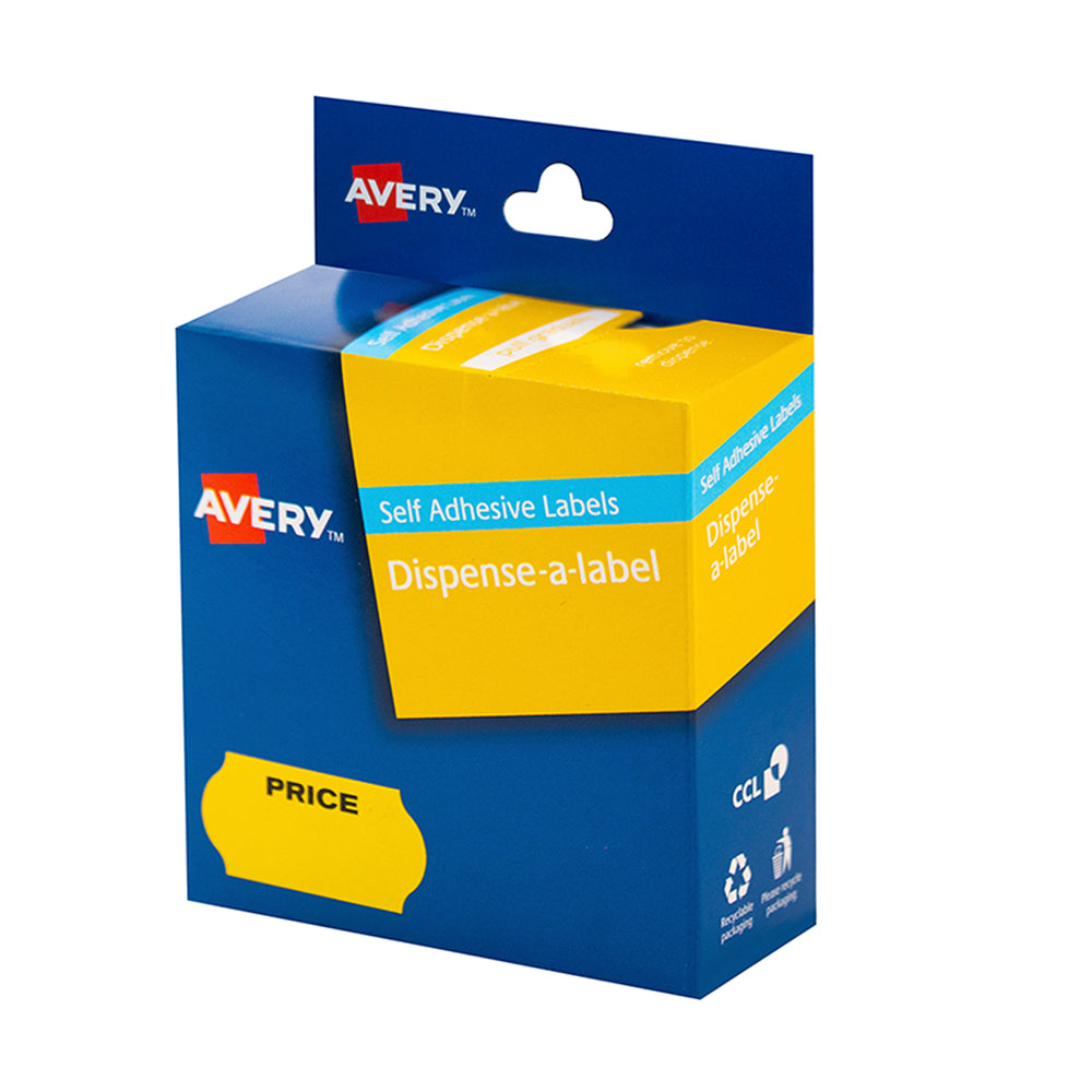 Avery Label Dispenser Price Yellow 26x16mm 250 Pack