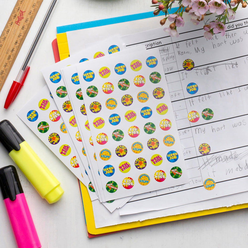 Avery Merit Stickers Teachers Mini Assorted Captions Round 13mm 800 Pack