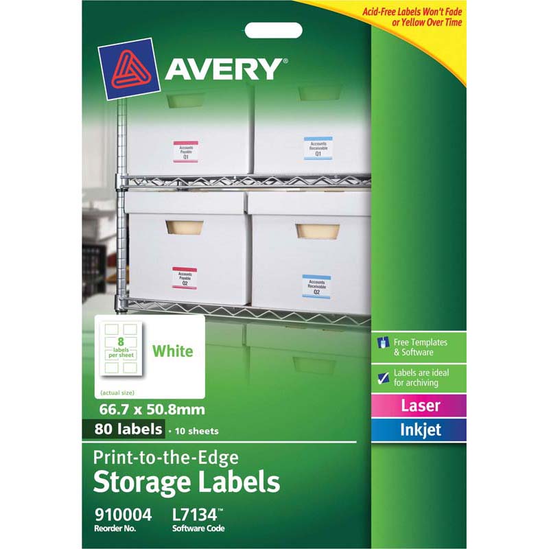 Avery Label Storage White 8up 10 Sheets
