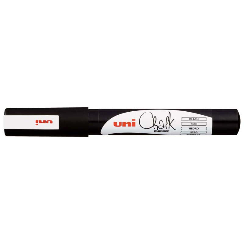Uni Marker Chalk Black Bullet Tip Pwe-3ms