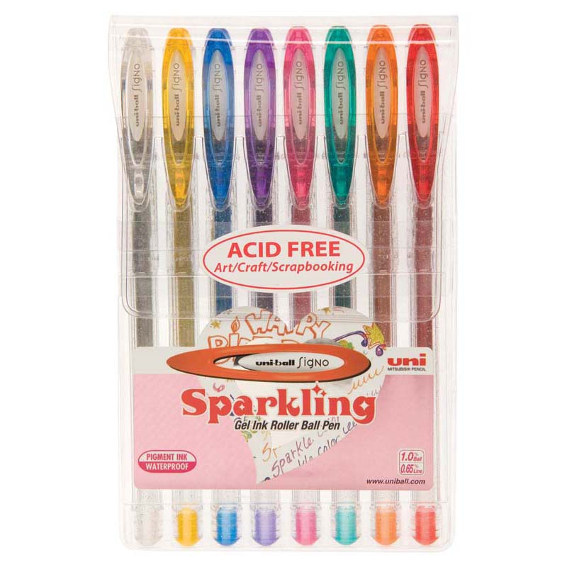 Uni-ball Signo Sparkling 1.0mm Capped Pack 8 Asstd UM-120