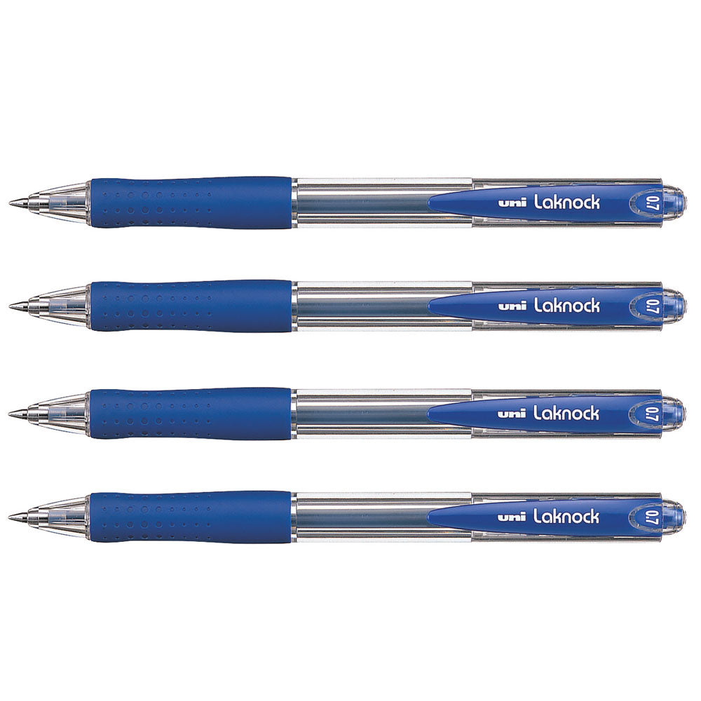 Uni Laknock 1.0mm Retractable Hangsell 4 Pack Blue SN-100