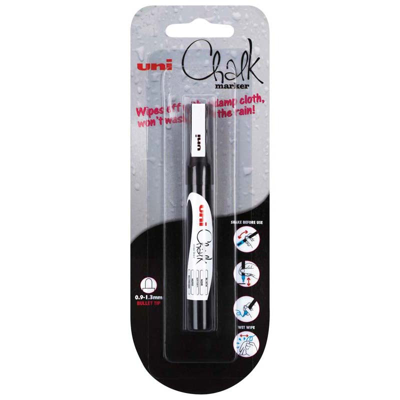 Uni Chalk Marker 0.9-1.3mm Bullet Hangsell Black PWE-3MS
