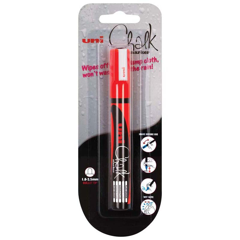Uni Chalk Marker 1.8-2.5mm Bullet Hangsell Fluoro Orange PWE-5M