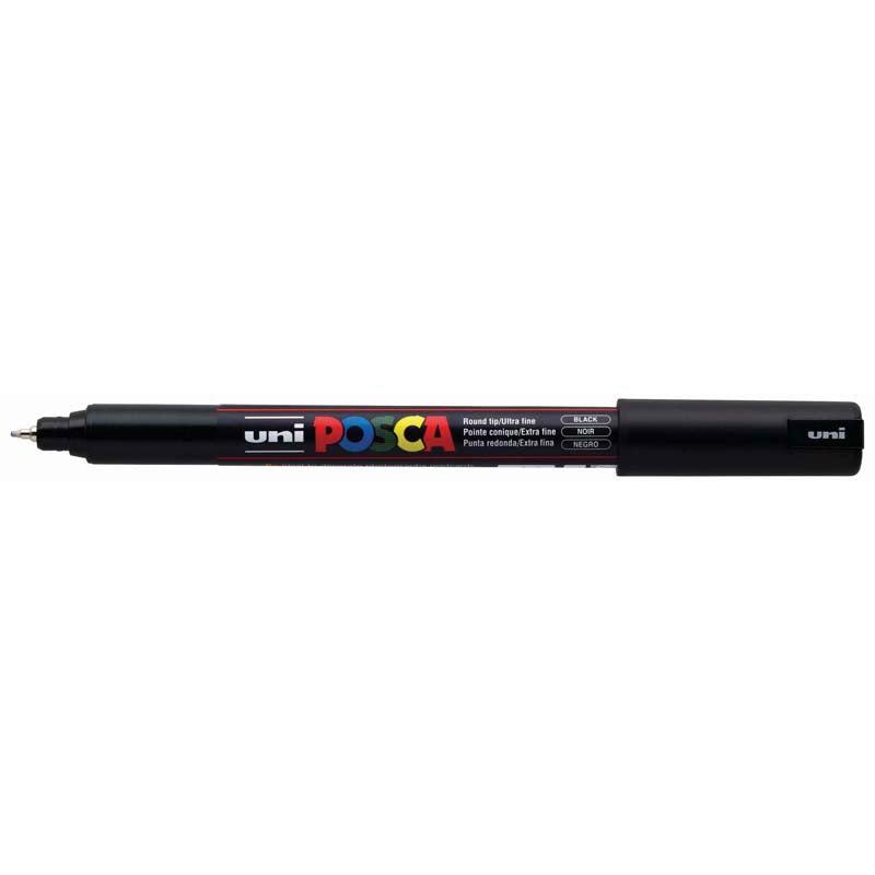 Uni Posca Marker 0.7mm Ultra-Fine Elastomer Black PC-1MR