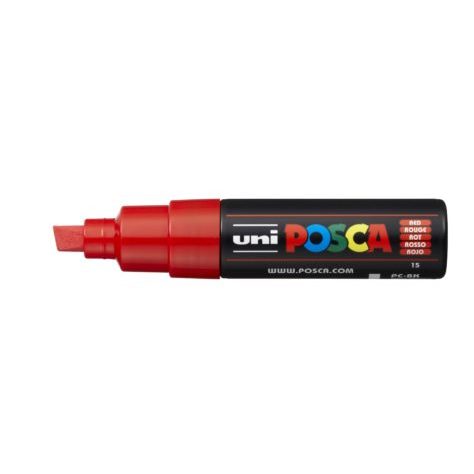 Uni Posca Marker 8.0mm Hangsell Bold Chisel Red PC-8KH