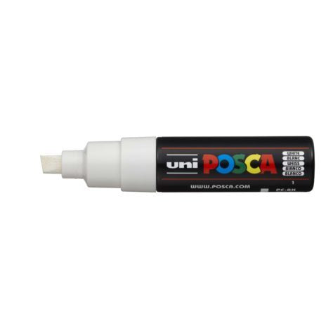 Uni Posca Marker 8.0mm Hangsell Bold Chisel White PC-8KH