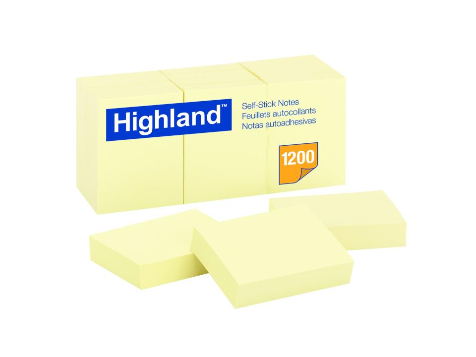 Highland Self-stick Removable Notes 34x47mm Yellow 12 Pads Pack