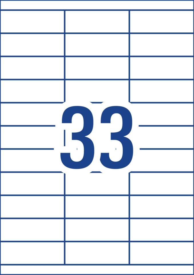 NXP Multi-purpose Labels Laser/inkjet A4 Sheet 33 Labels 70x25mm Box 100 Sheets