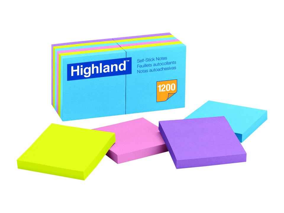 Highland Self - Stick Notes Bright 76x76 12 Pads