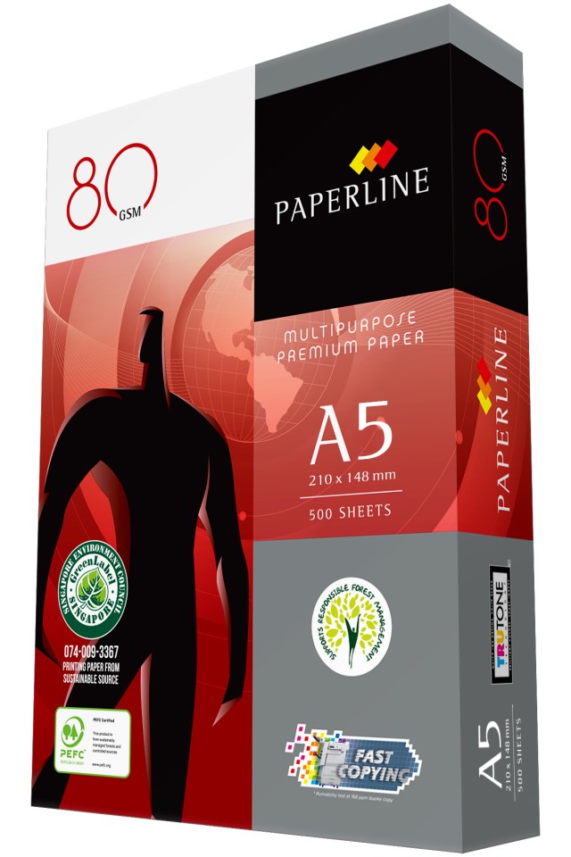 Paperline Copy Paper 80gsm A5 White Ream 500