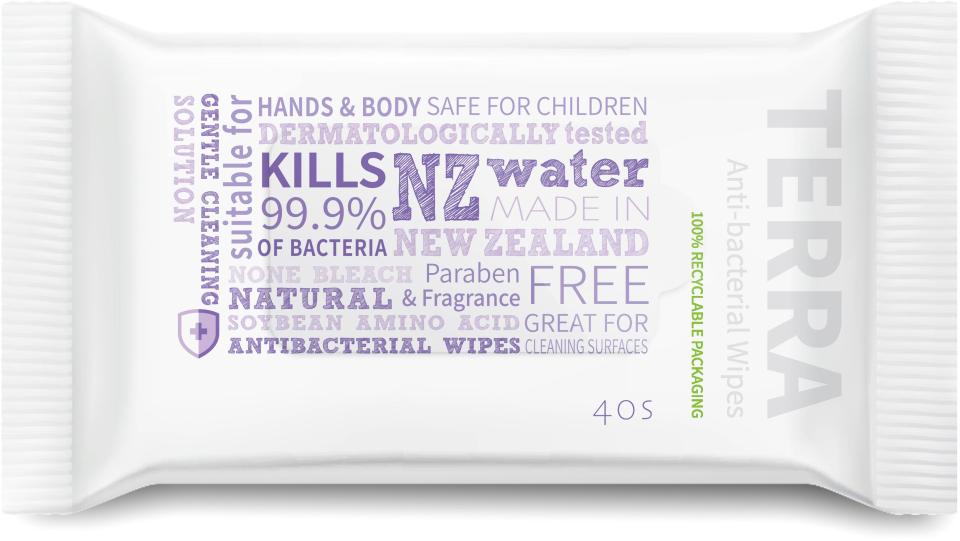 Terra Antibacterial Wipes Pkt 40