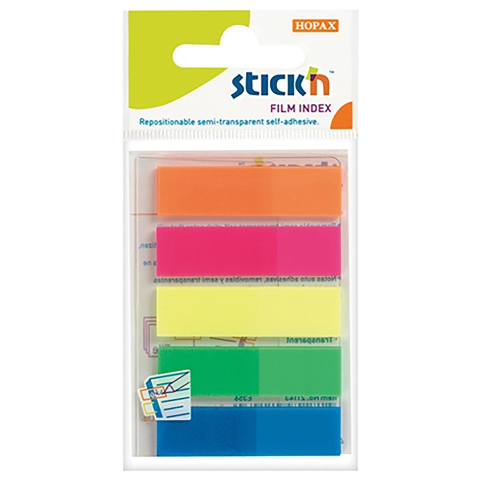 Stick N Index Tabs 45x12mm 125 Flags Neon Pack 5