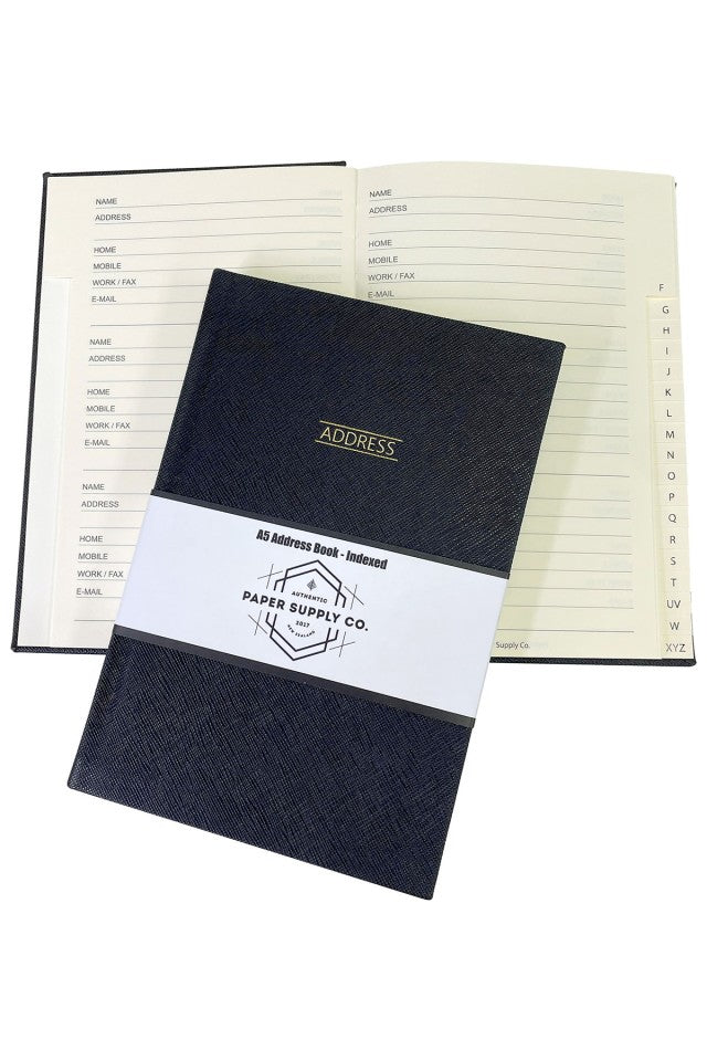 OSC Telephone Address Book Leather A5 Black