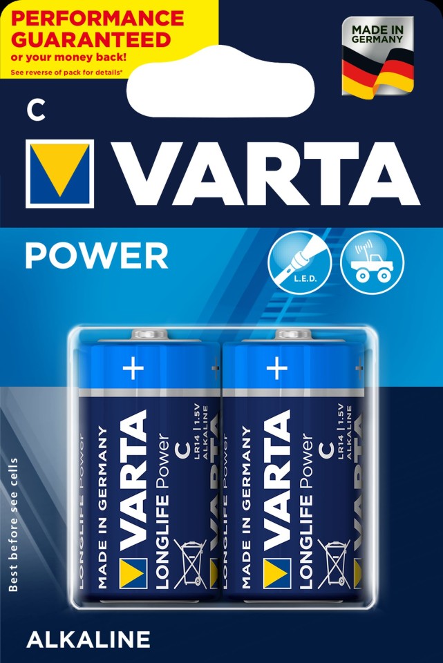 Varta Longlife C Alkaline Batteries Pack Of 2