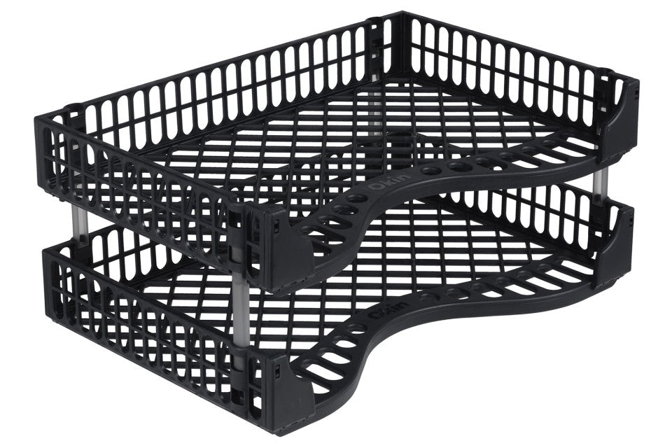 Okin Document Tray With Stackers Black Pack 2