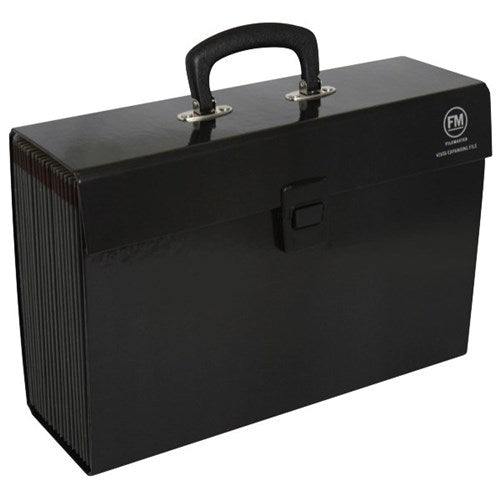 FM File Concertina Expanding Vivid Black 19 Pocket