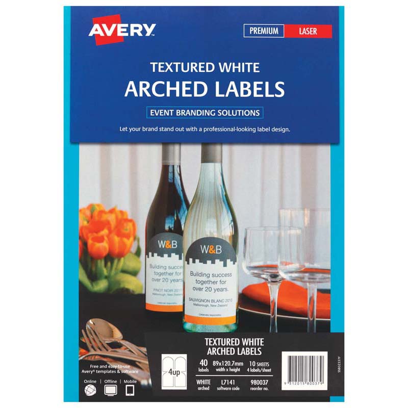 Avery Label L7140 White Arch 57x77mm 9up 10 Sheets Laser