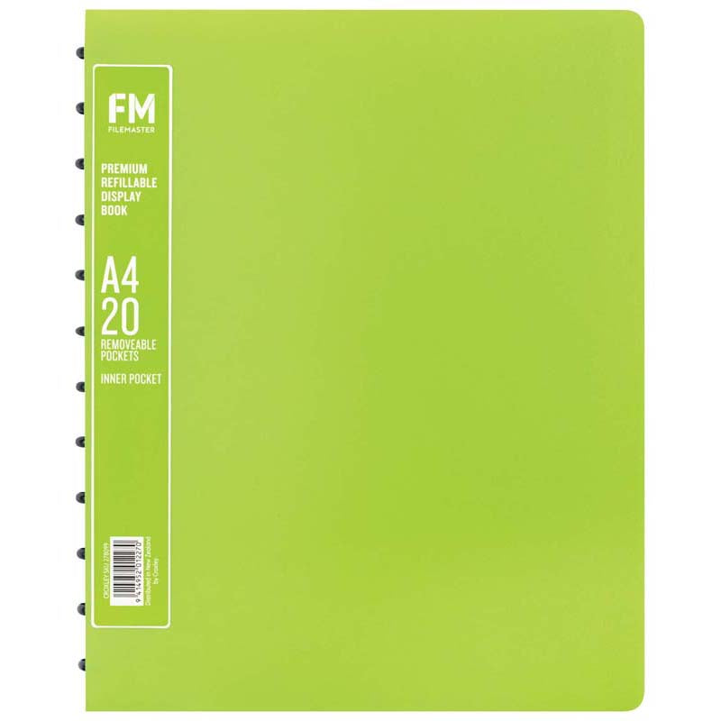 FM Prem Refillable Display Book Lime Green 20 Pocket