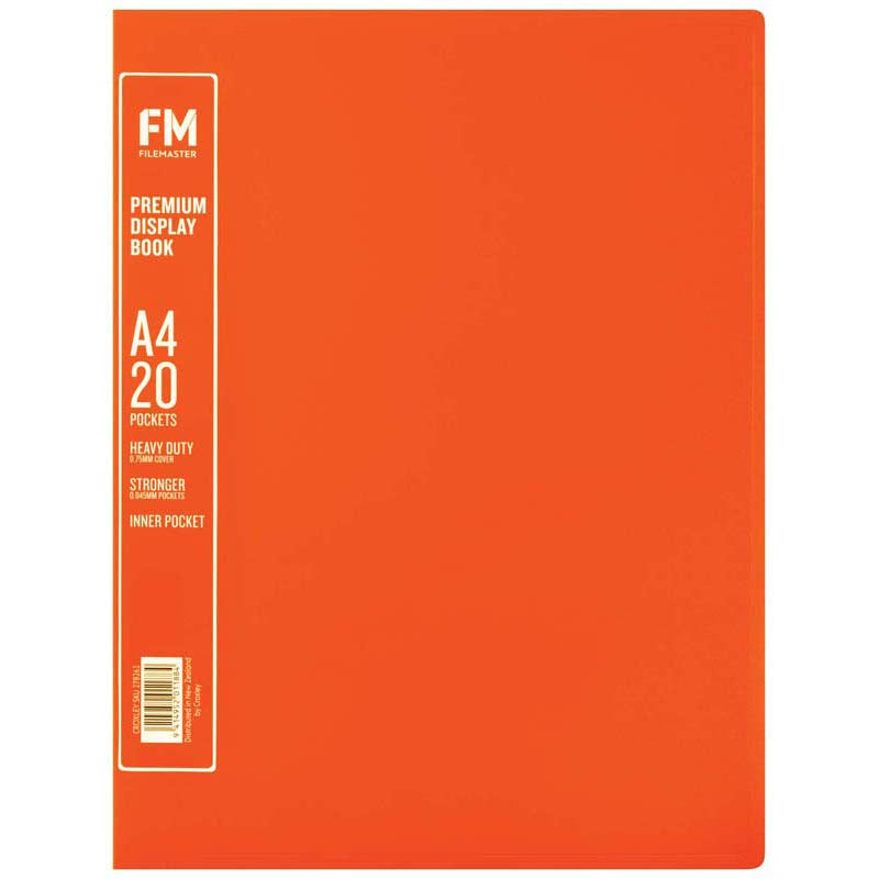 FM A4 Premium Display Book 20 Pocket Burnt Orange