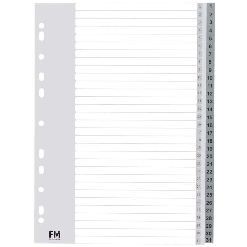 FM Indices A4 1-31 Grey Polyprop