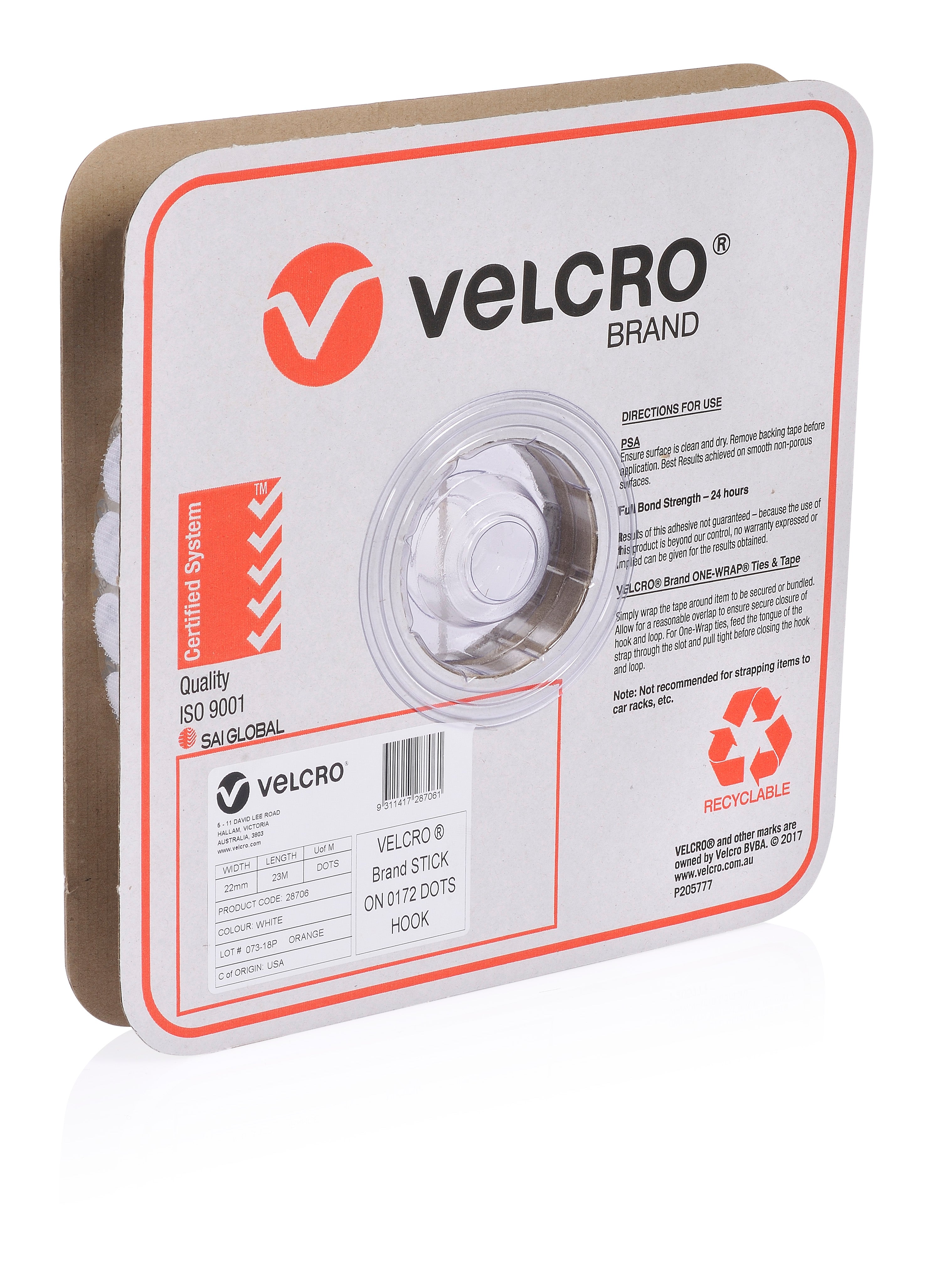Velcro Brand Loop Only White Spots 22mm, Pack of 900