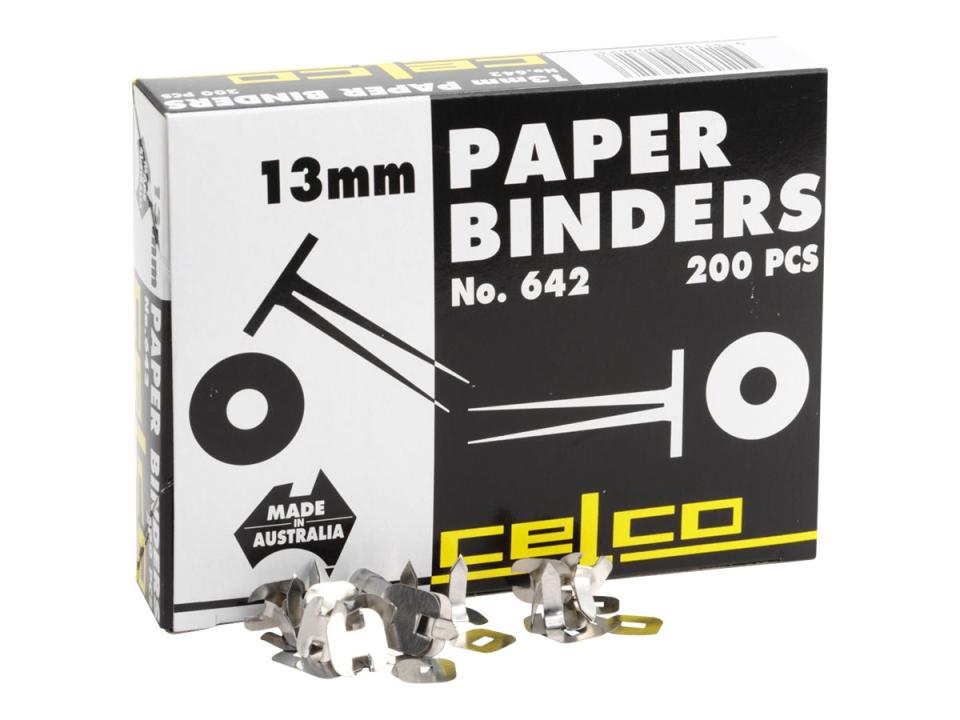Celco 0006420 Paper Binder Fasteners No.642 13mm Box 200