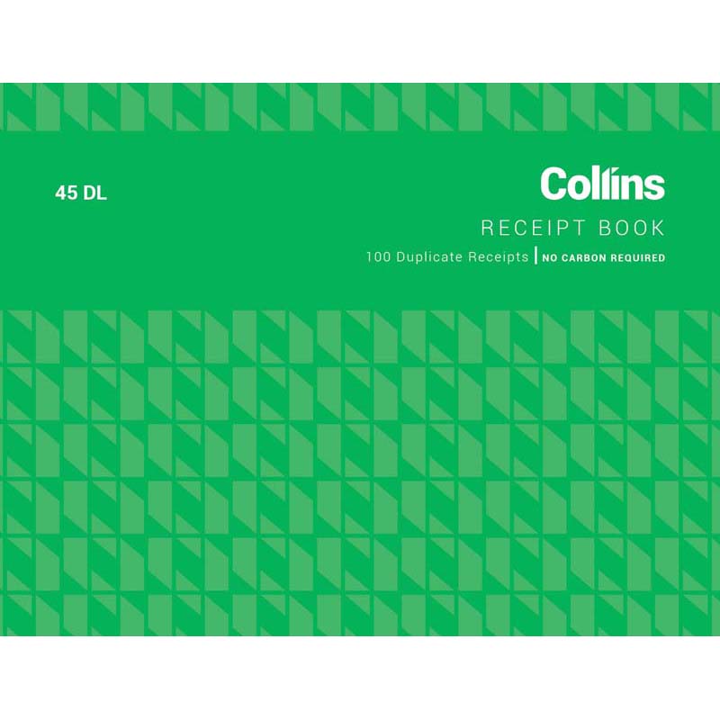 Collins Cash Receipt 45dl Duplicate No Carbon Required