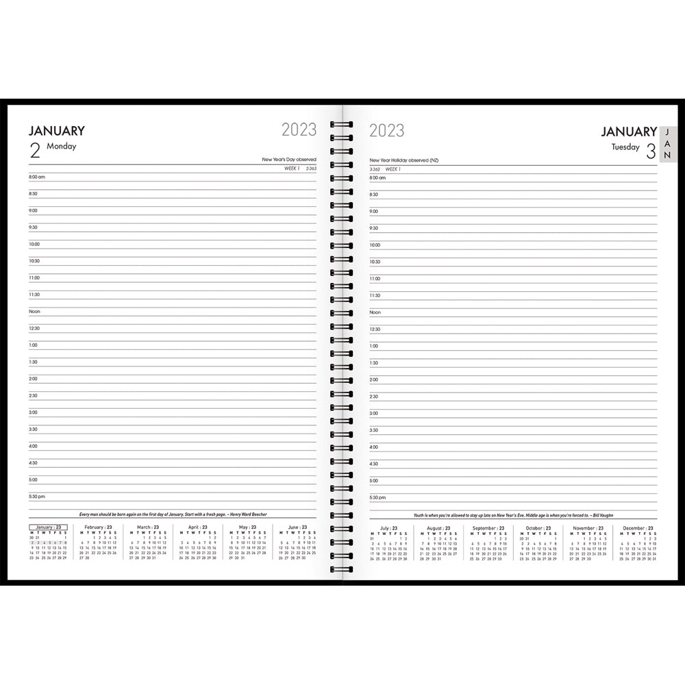 Milford Boston A41 Day To Page Diary Black Odd Year