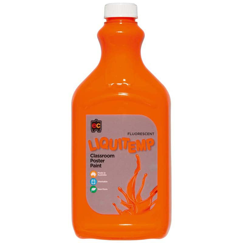 Fluoro Liquitemp Poster Paint 500ml Orange