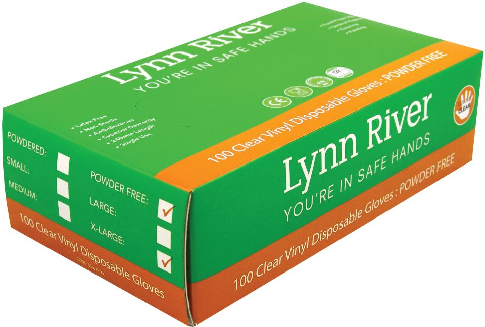 Disposable Vinyl Clear Powder Free Gloves XLarge Pack of 100