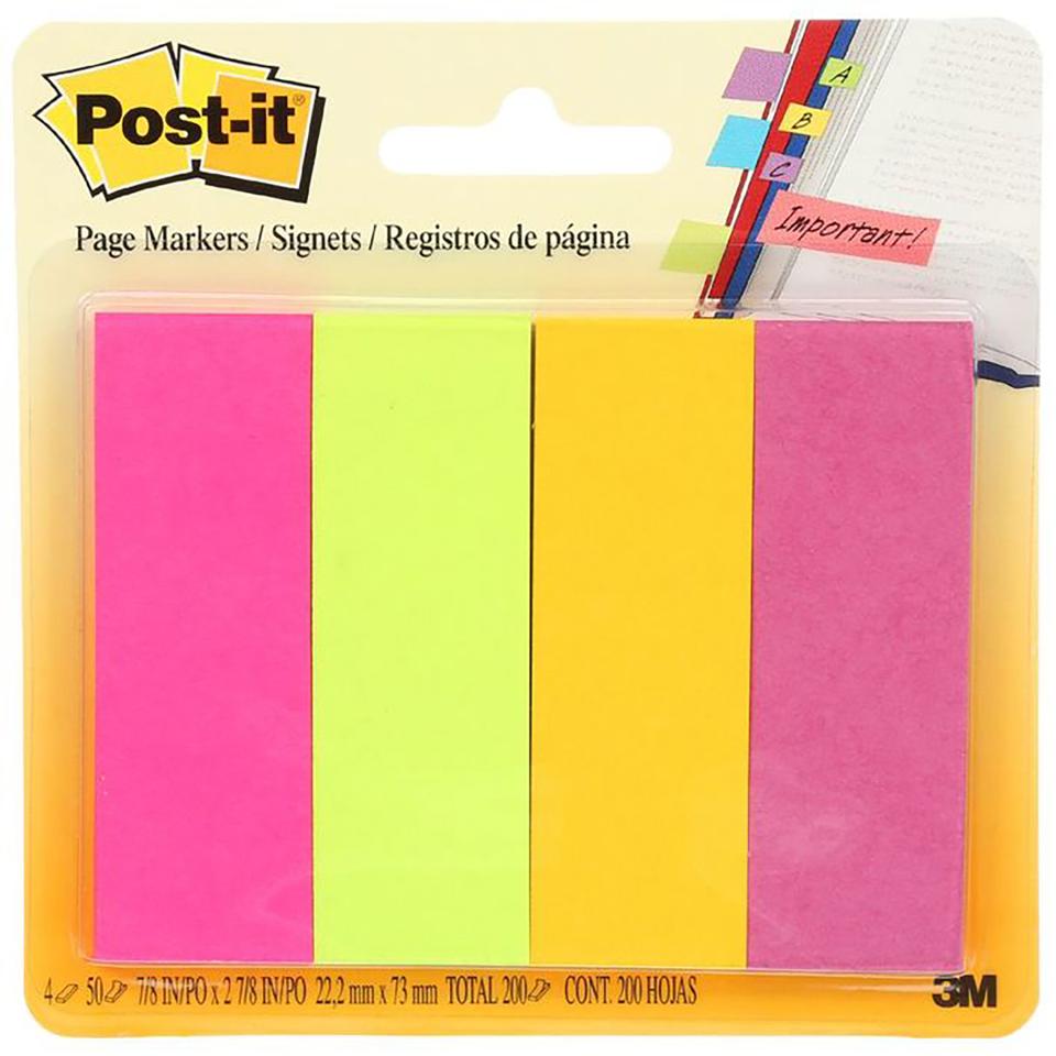 Post-It Page Markers 22.2 x 73mm Assorted Pack 4