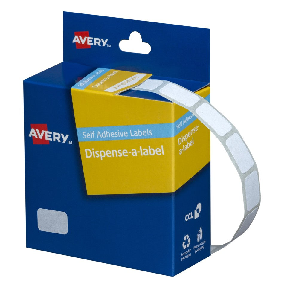 Avery White Rectangle Dispenser Stickers 10x16 mm, 1500 Labels, Handwritable (937303)
