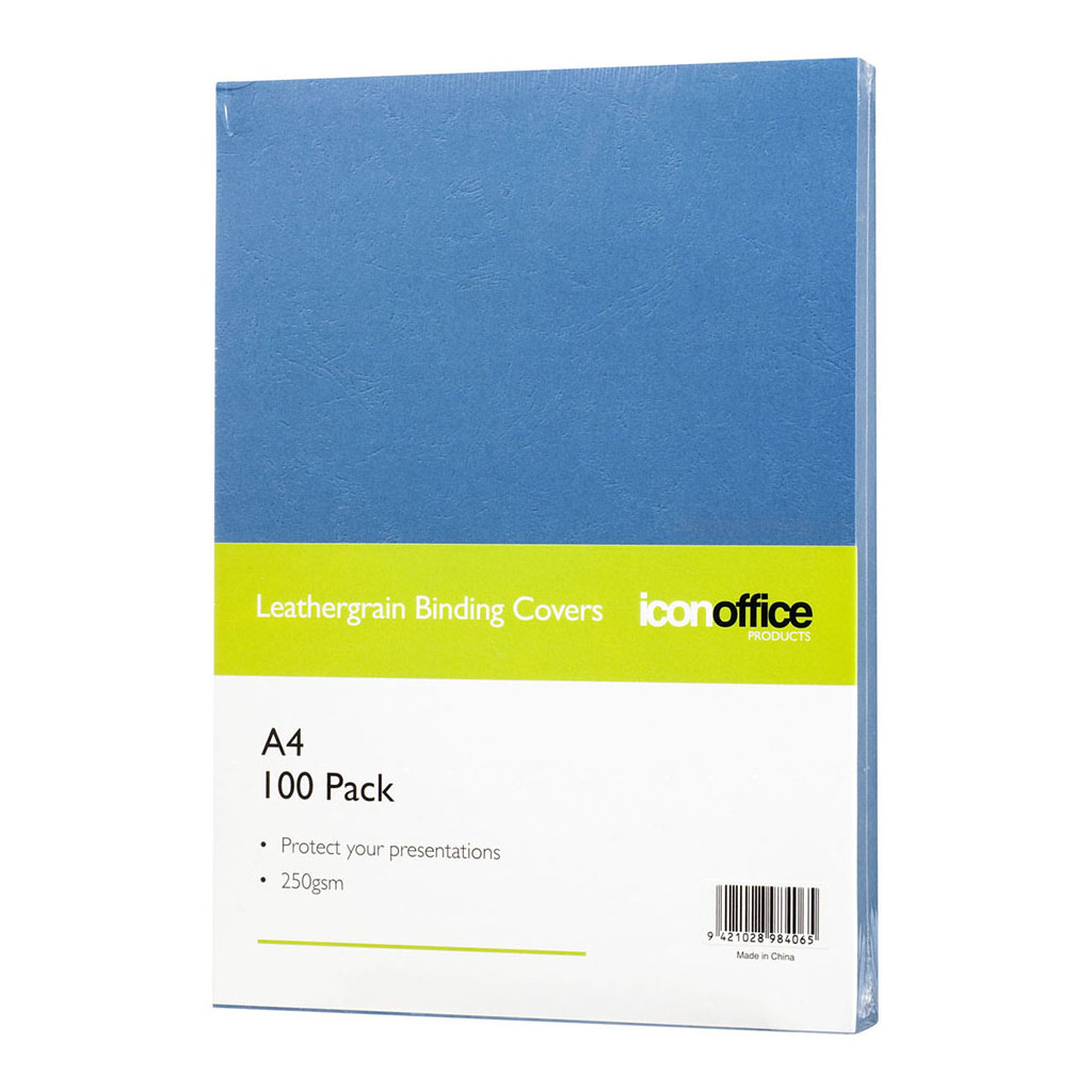 BEST BUY Icon Binding Covers Mid Blue Leathergrain A4 250gsm Pack of 100