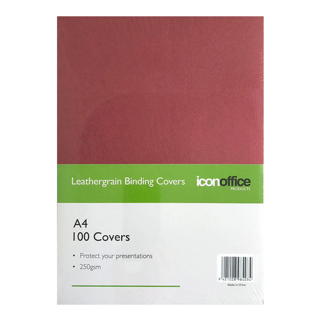BEST BUY Icon Binding Covers Red Leathergrain A4 250gsm Pack of 100