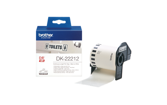Brother DK-22212 Continuous Film Label Roll – Black on White, 62mm