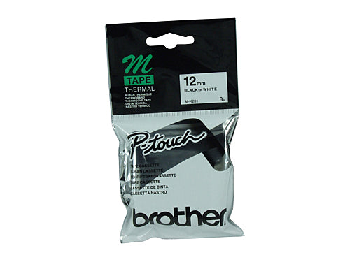 Brother MK231 Labelling Tape 12mm x 8m Black on White Tape M-K231