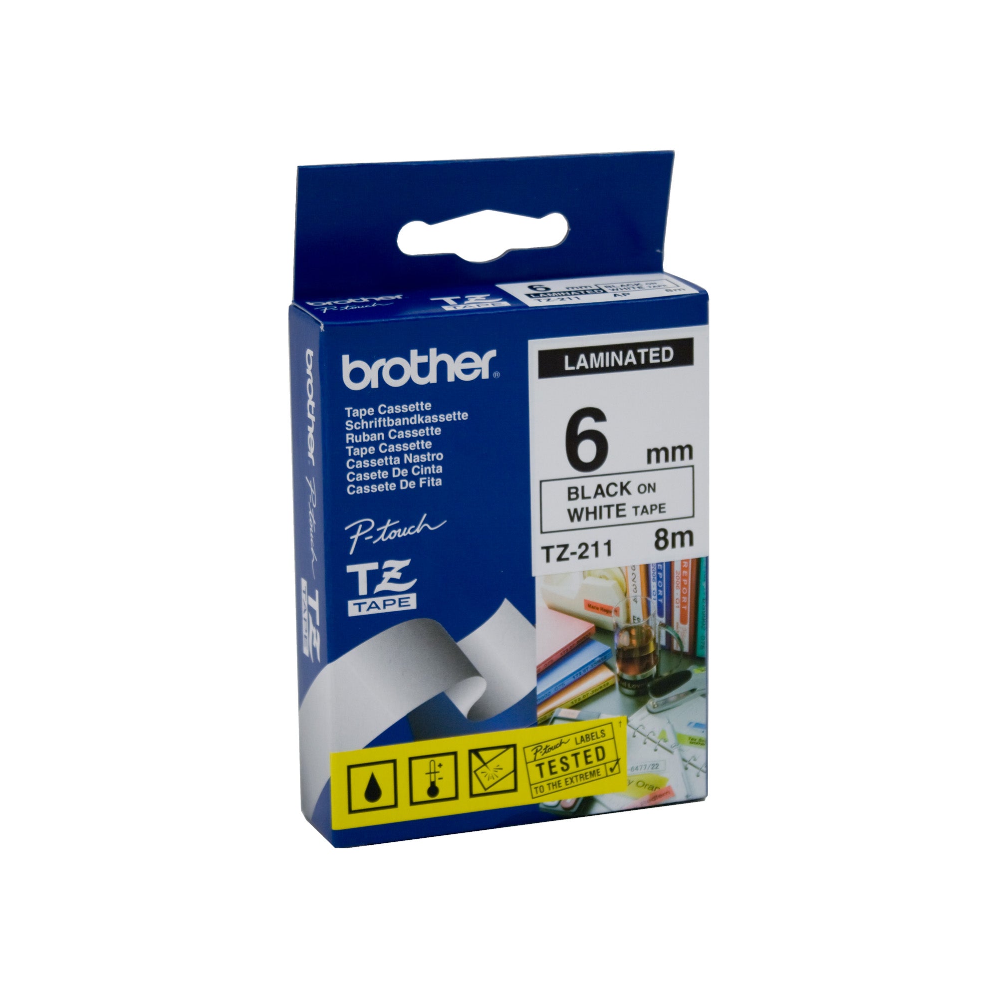 Brother TZe211 Labelling Tape Black On White 6mm