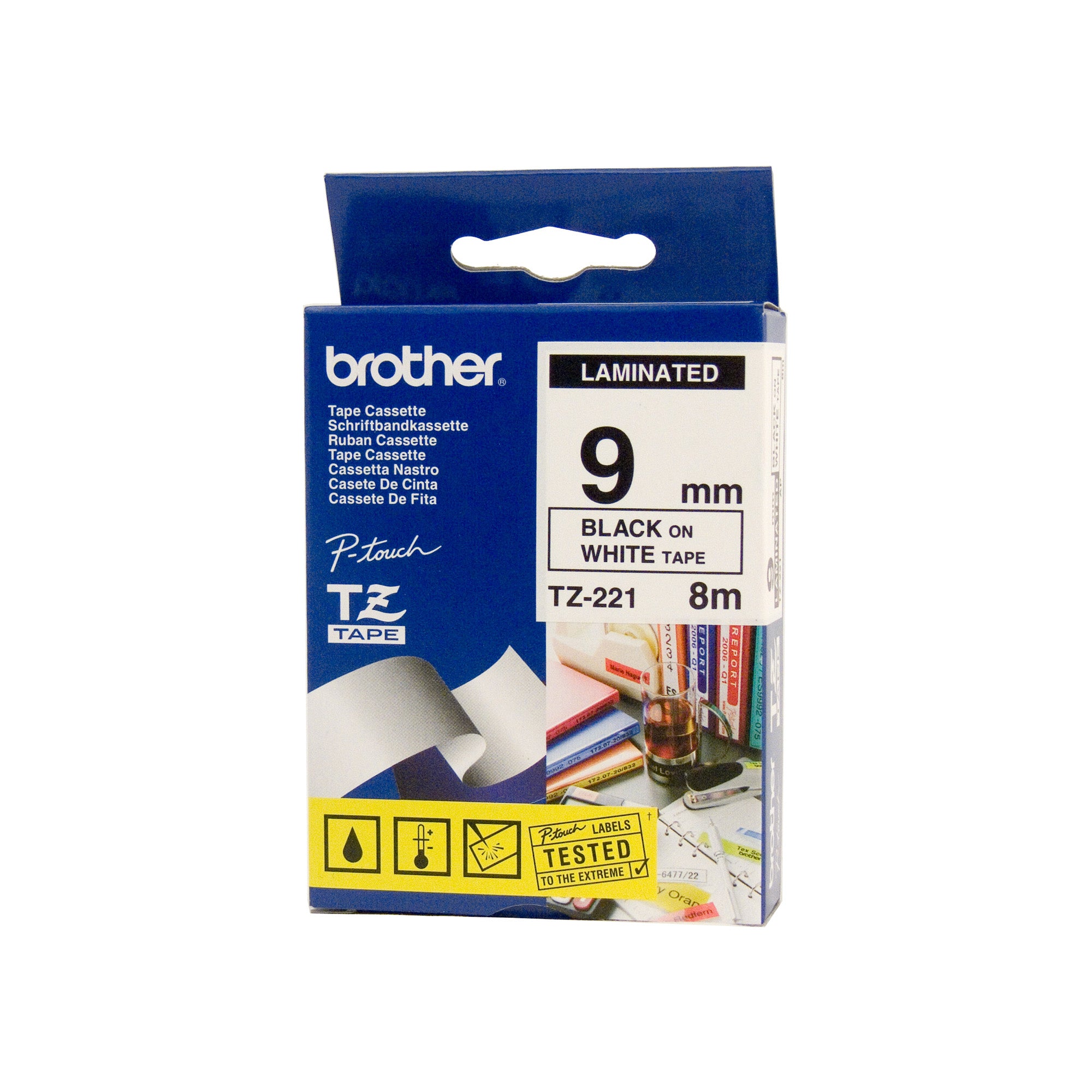 Brother TZe221 Labelling Tape Black on White 9mm
