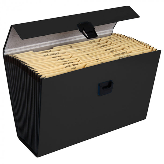 FM File Concertina Expanding Vivid Black 19 Pocket