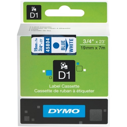Dymo D1 Label Printer Tape 19mmx7m Blue On White S0720840 / SD45804