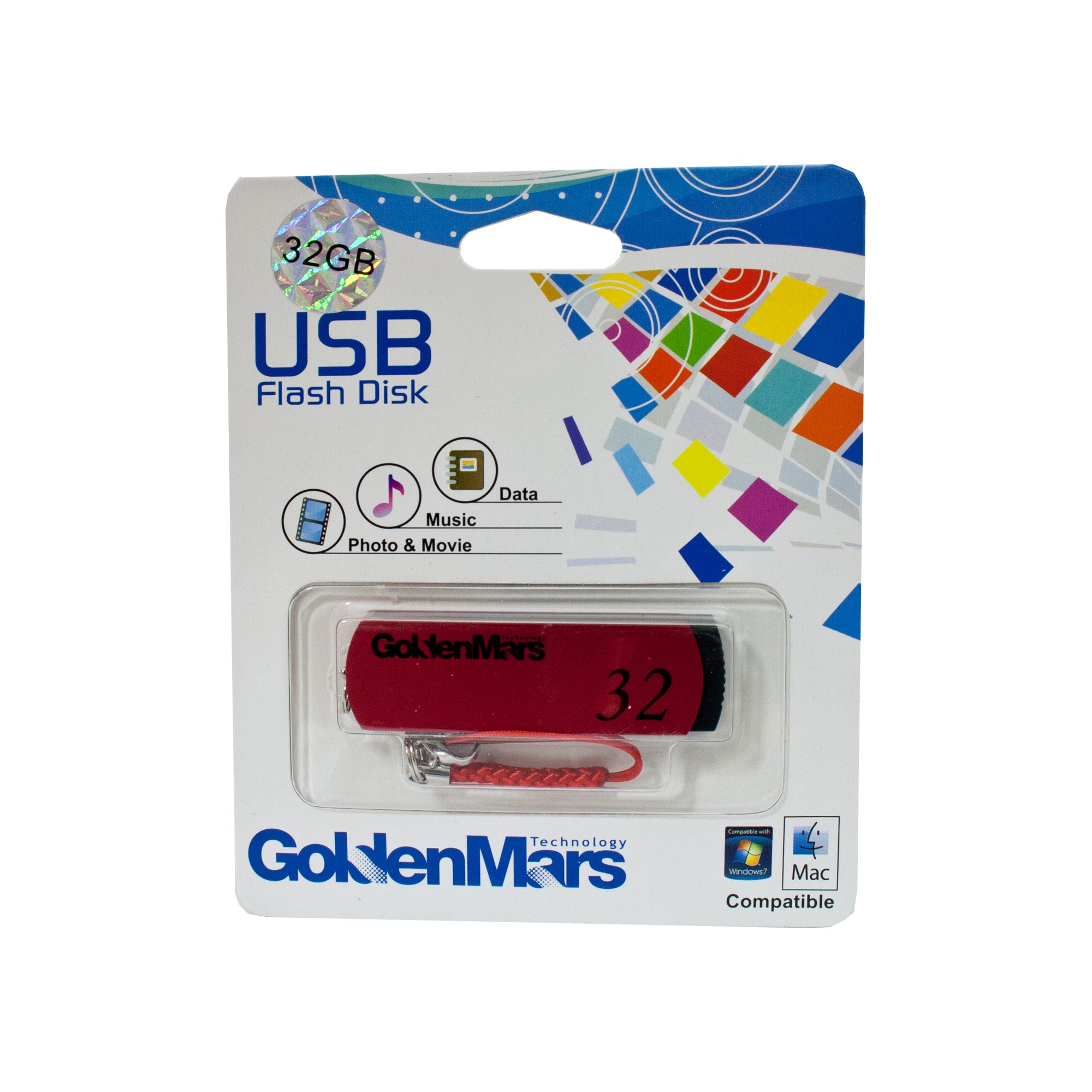 GOLDEN MARS USB 2.0 FLASH DRIVE 32GB RED